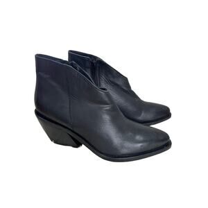 DIBA.True Nadia Sheep Leather Ankle Booties Black Low Heel Minimalist 6 Office